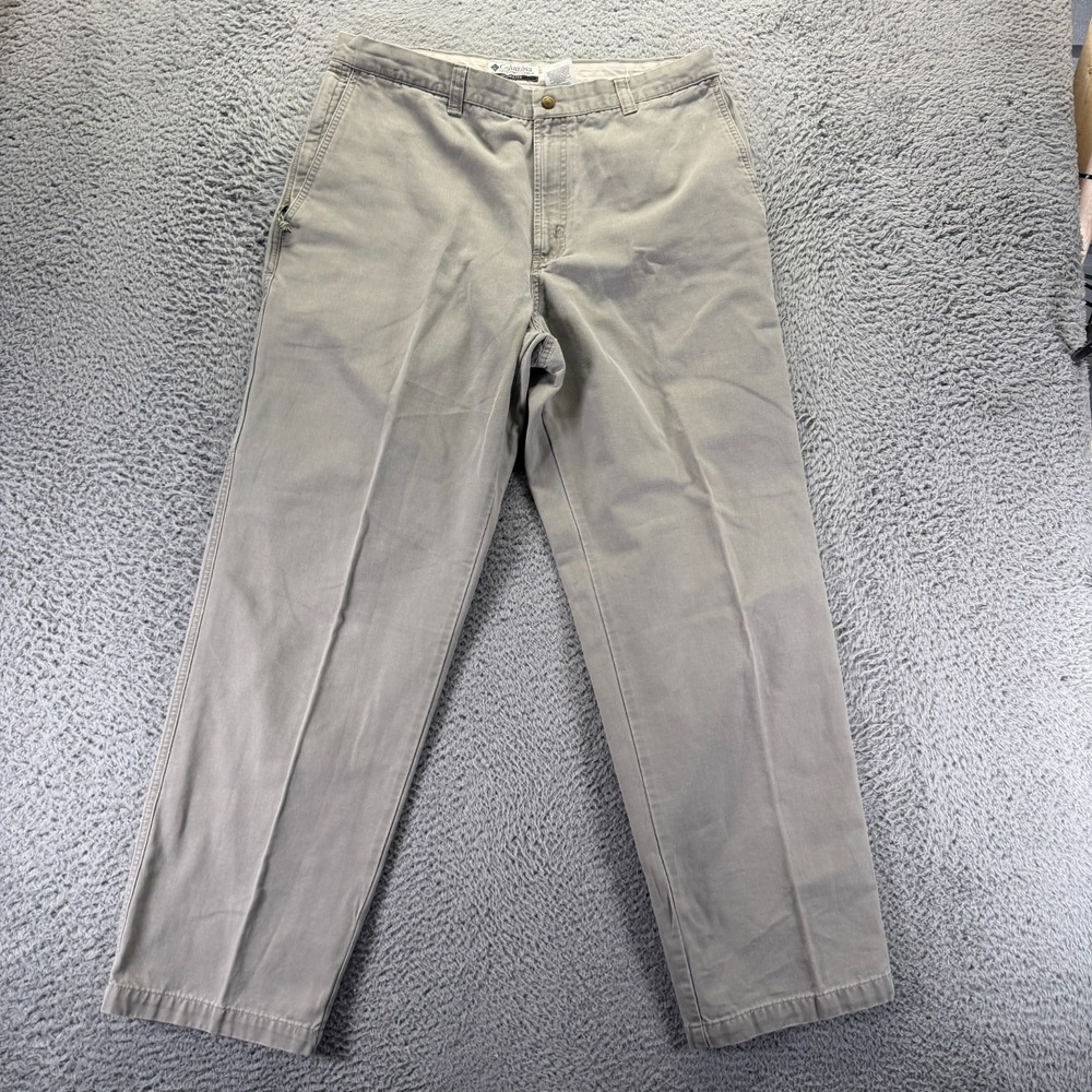 Columbia Pant Men 36x32 Gray Cotton Chino Straight Preppy Business Career Office